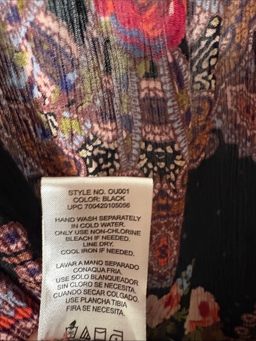 Bila Black Floral Paisley Ruffled Tie-Front Sleeveless Top - Picture 5 of 6